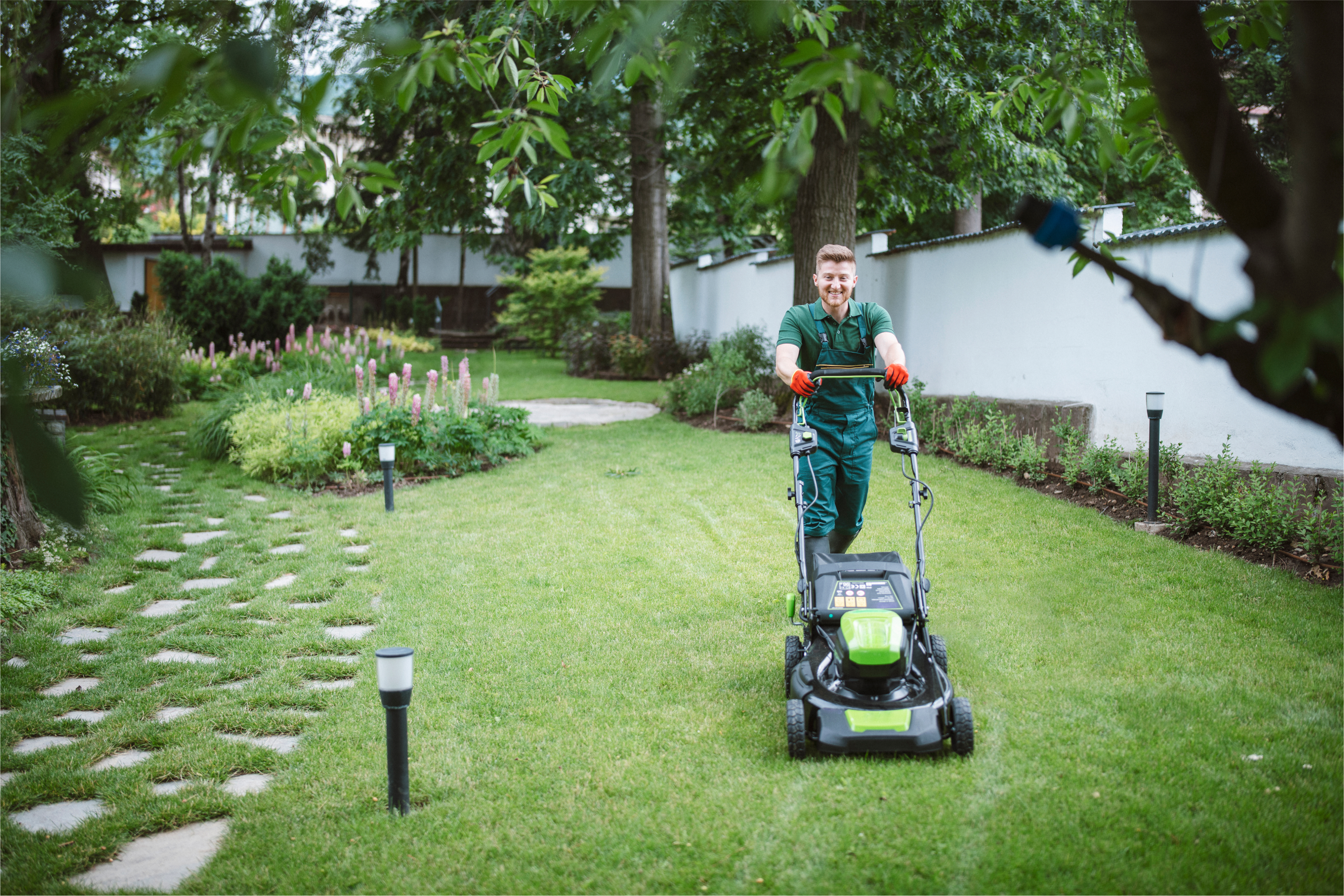 Man mowing the lawn